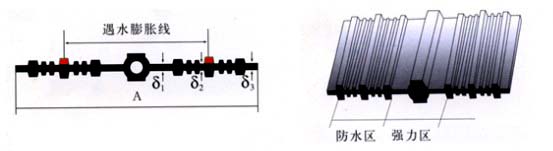 遇水膨脹橡膠止水帶示意圖